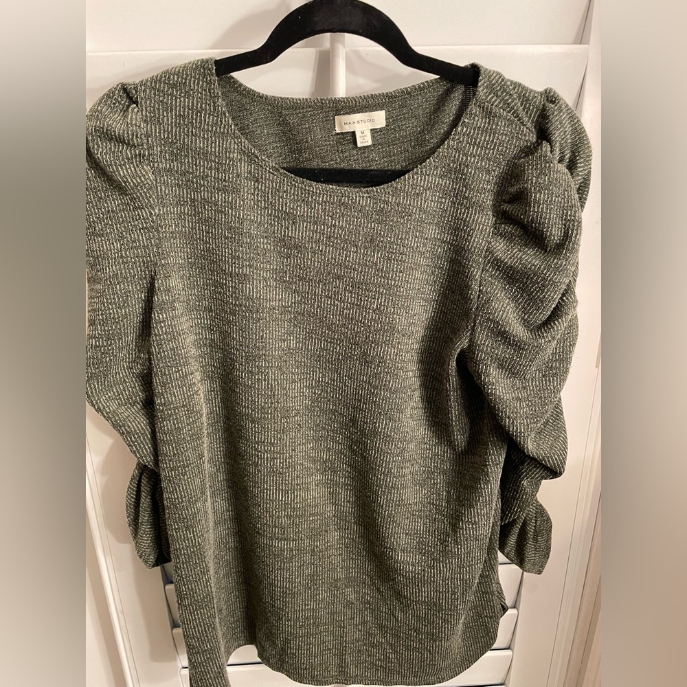 Max Studio - Ruched Long Sleeve - Olive Green - Medium